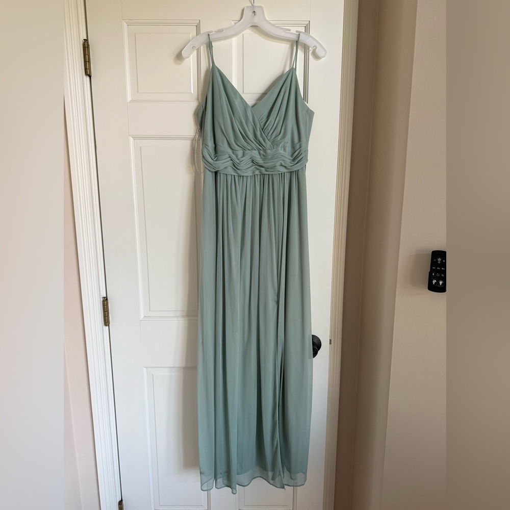 David's Bridal Soft Green Maxi Dress
